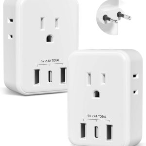 European Travel Adapter 7 in 1 Power Outlet USB Charger-0