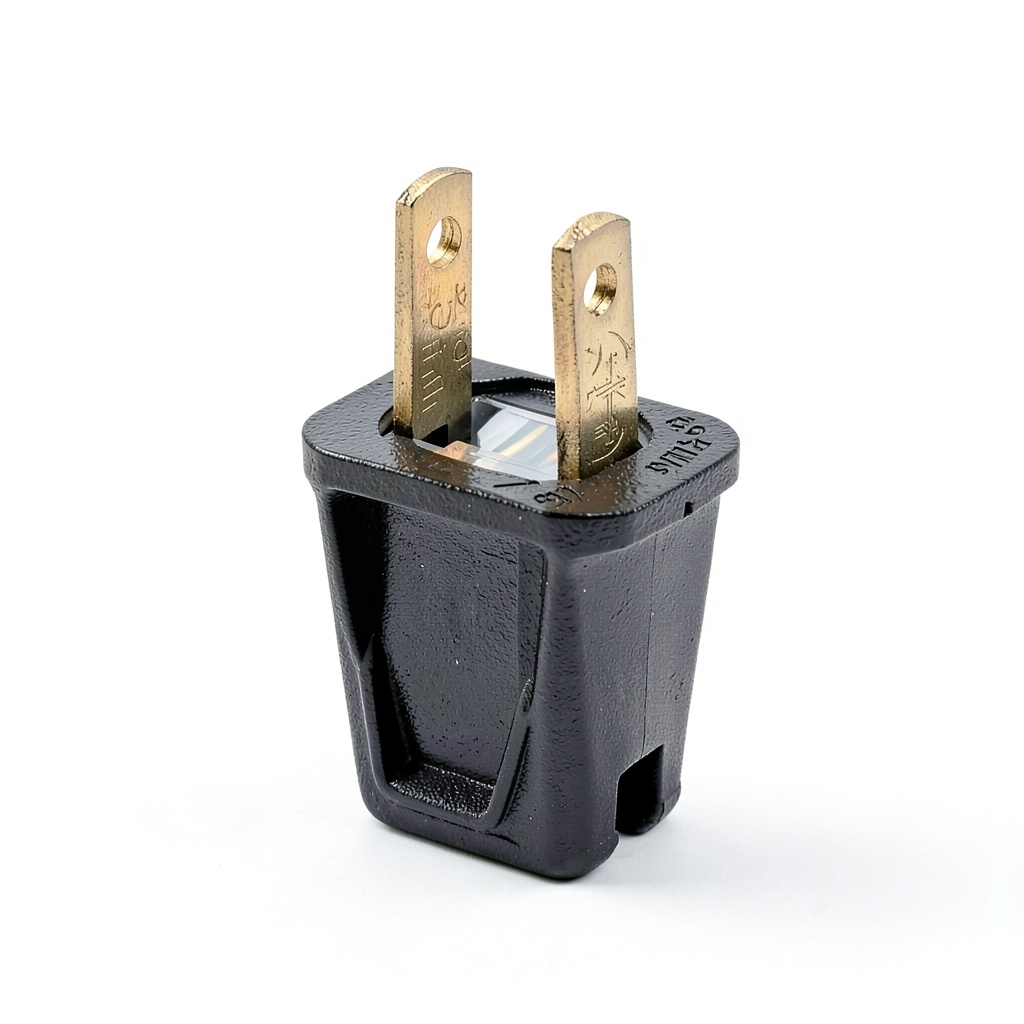 NEMA 1-15P plug showing wiring chamber and compact design