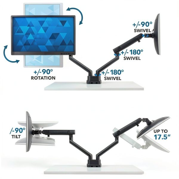 Pavo Dual Monitor Mount Ergonomic Desk Stand for Work-5