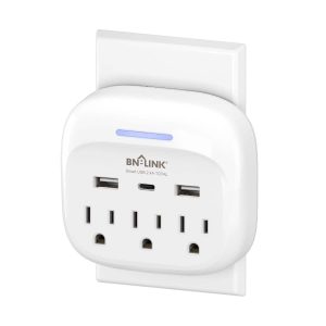 USB Wall Outlet Extender 6 in 1 AC Outlets USB C Ports-0