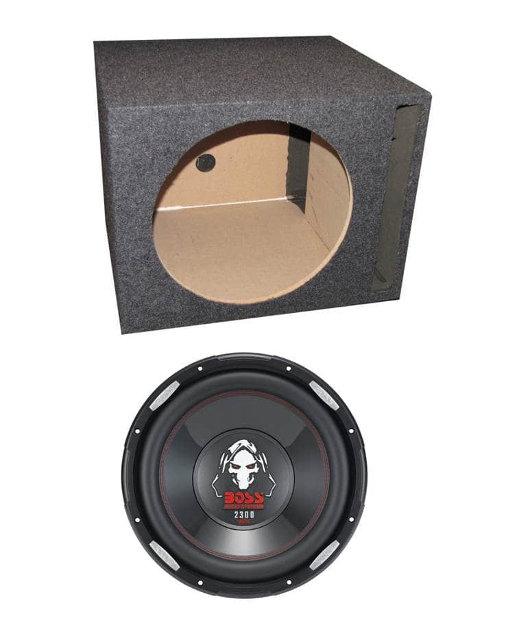 BOSS P126DVC 12-inch subwoofer in vented enclosure showing front view