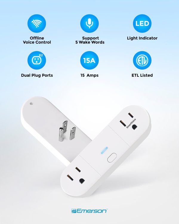 Emerson SmartVoice Dual Wall Plug Offline Voice Control-6