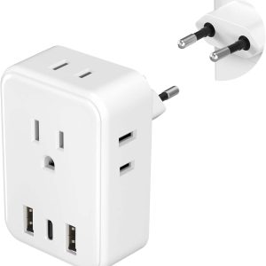 EU Plug Adapter 7-in-1 Type C USB Charging Travel Essential-0