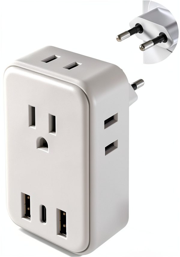 EU Plug Adapter 7-in-1 Type C USB Charging Travel Essential-0