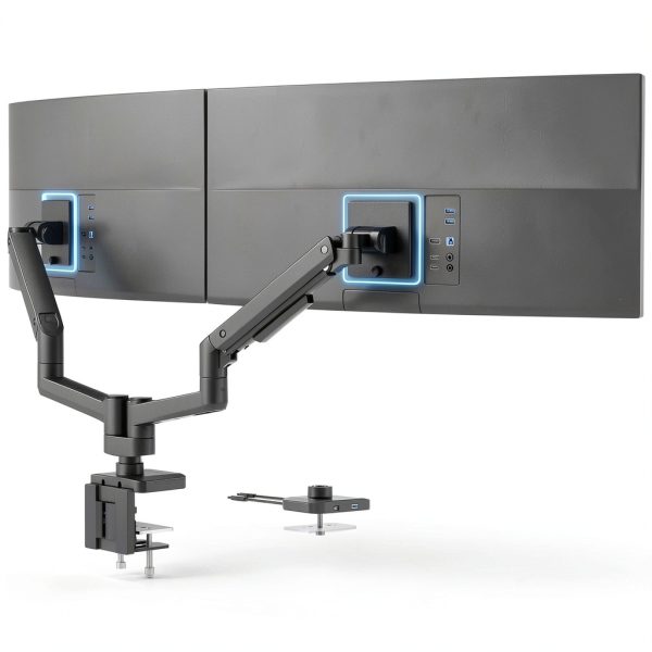 Pavo Dual Monitor Mount Gas Spring Arms USB Ports-0