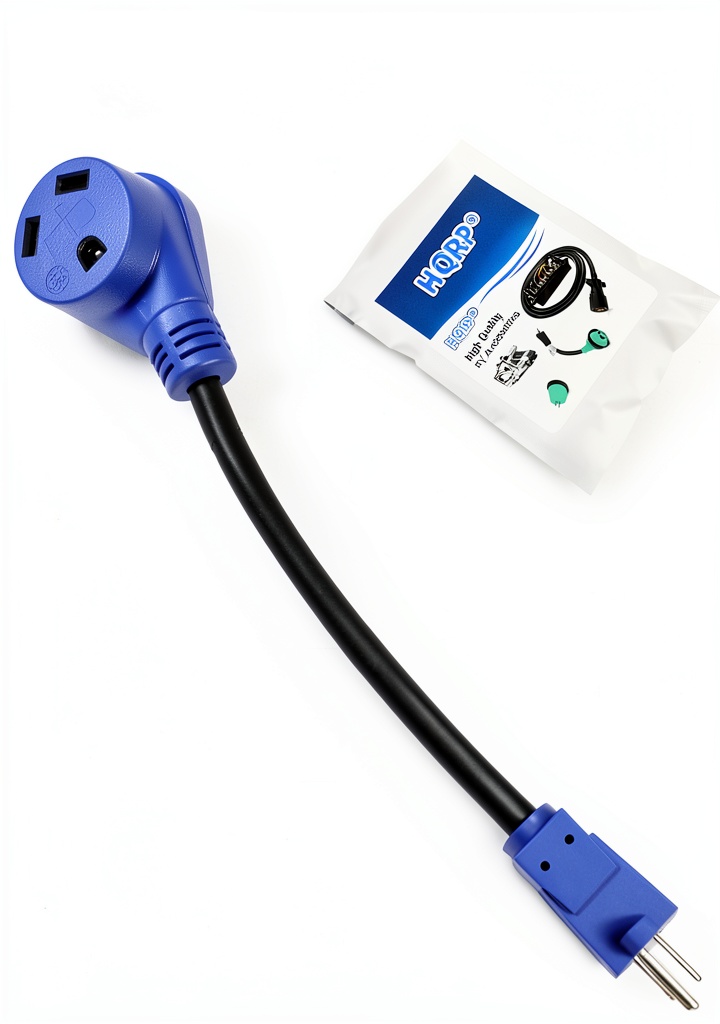 HQRP RV Power Cord plugged into a household outlet