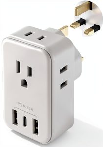 UK Plug Adapter 7 in 1 Type G with USB Ports-0
