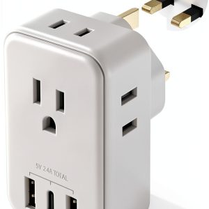 UK Plug Adapter 7 in 1 Type G with USB Ports-0