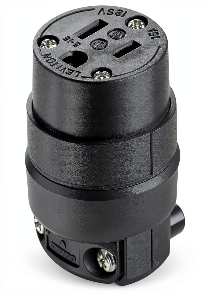 'Leviton grounding rubber cord outlet with triple-drive screws'