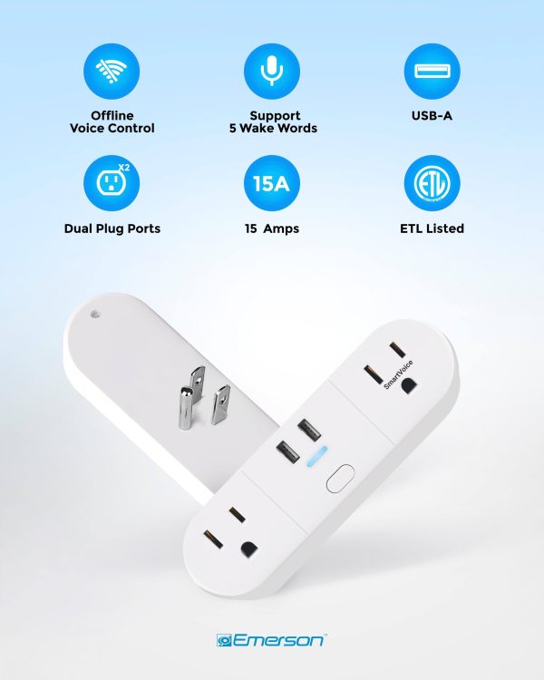 Emerson SmartVoice Wall Plug Offline Voice Control USB-6