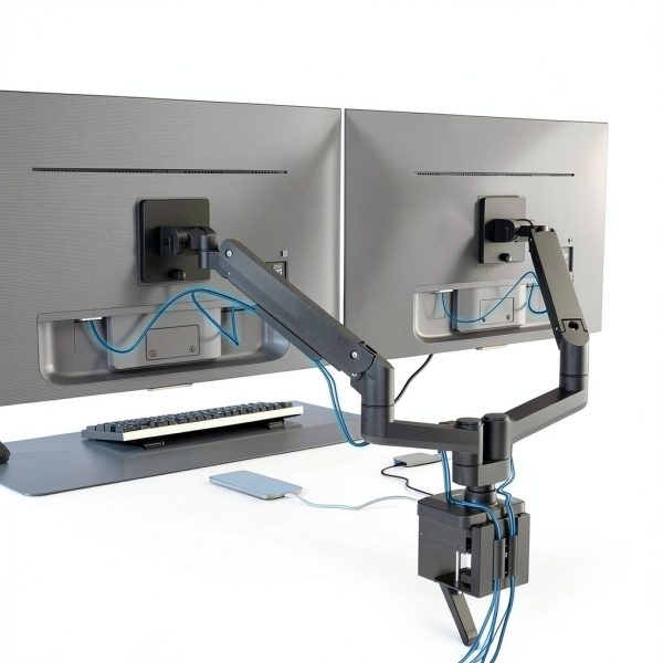 Pavo Dual Monitor Mount Gas Spring Arms USB Ports-7