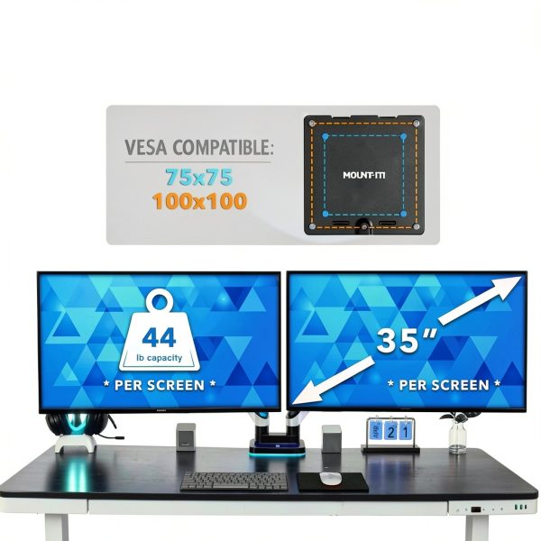 Mount-It Dual Monitor Arm Heavy-Duty Ergonomic Desk Mount-3