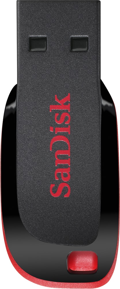 SanDisk Cruzer Blade USB flash drive shown next to a laptop