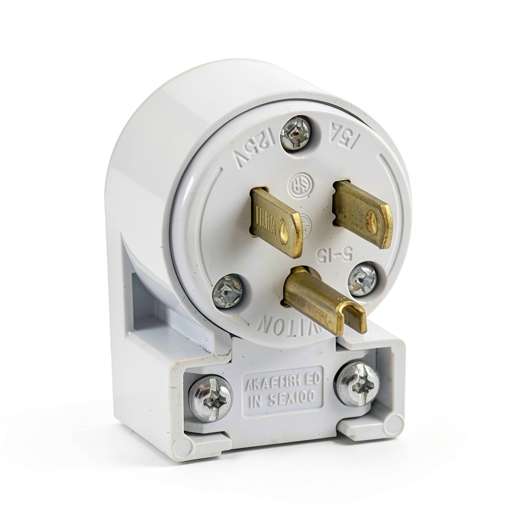 Leviton angle plug in an outdoor setting with rugged construction visible