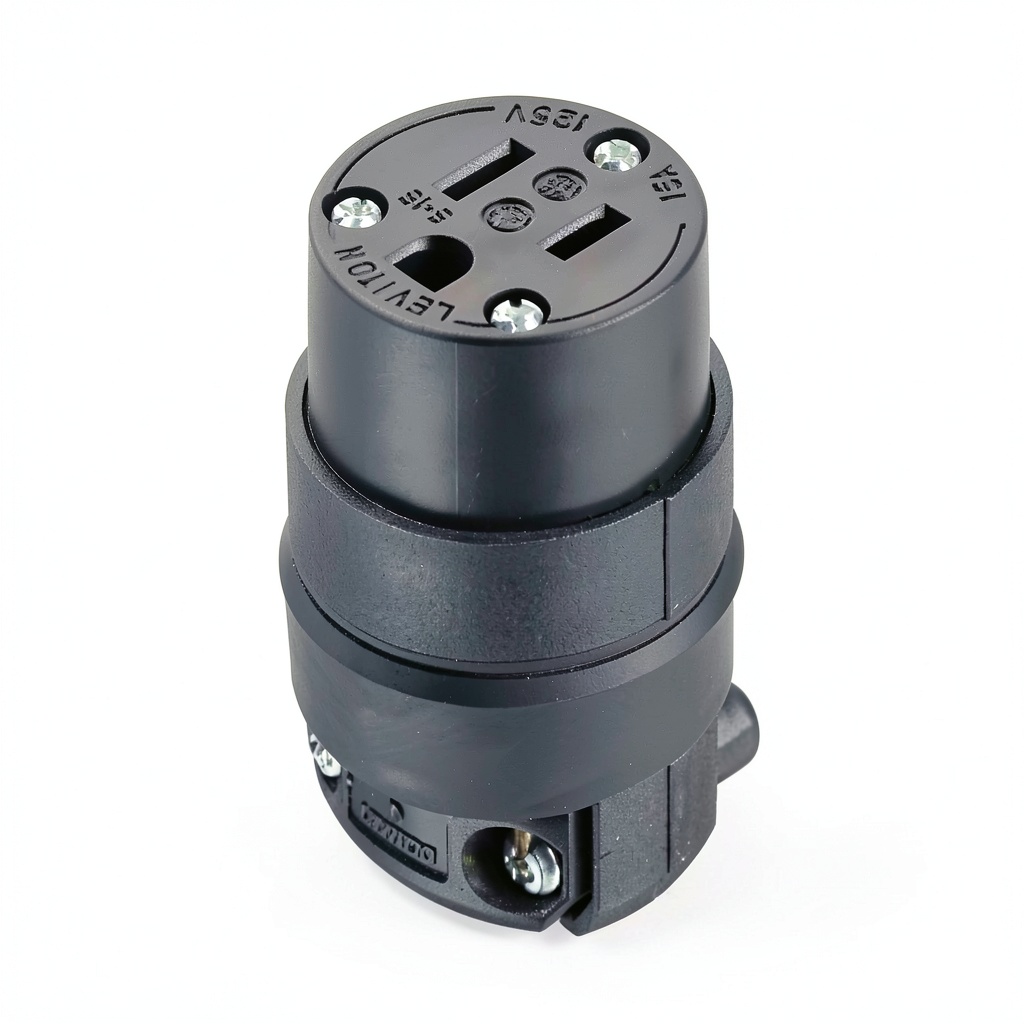 'Leviton commercial grounding connector showing black vinyl construction'