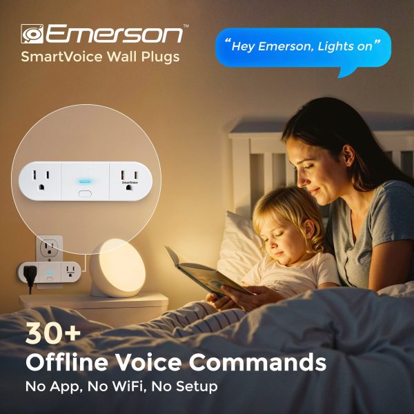 Emerson SmartVoice Dual Wall Plug Offline Voice Control-1