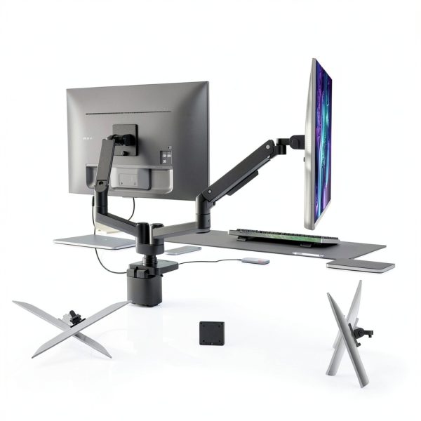 Pavo Dual Monitor Mount Gas Spring Arms USB Ports-4