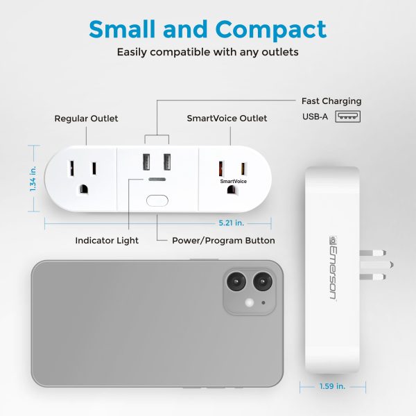 Emerson SmartVoice Wall Plug Offline Voice Control USB-4